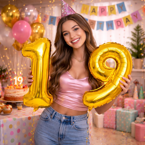 Balon foliowy cyfra 9 złota 70cm numer Dziewięć Duży Big23.png