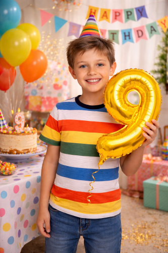 Balon foliowy cyfra 9 złota 70cm numer Dziewięć Duży Big1.png