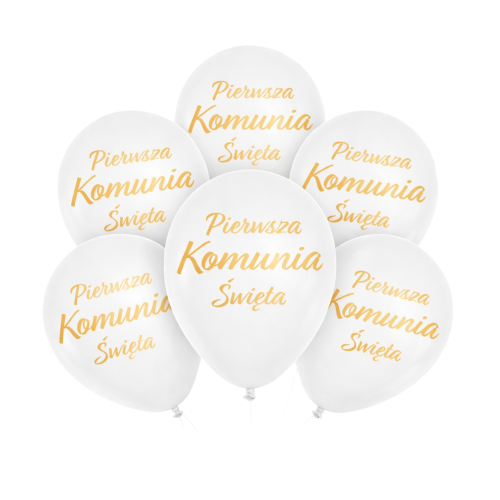 Balony lateksowe Pierwsza Komunia Święta 12 cali 6 szt.png