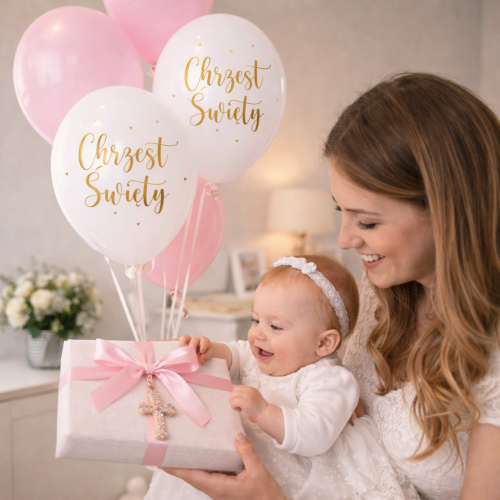 Balony lateksowe białe Chrzest święty 12 cali 6 szt