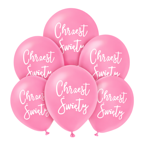 Balony lateksowe różowe Chrzest święty 6 szt 12 cali.png
