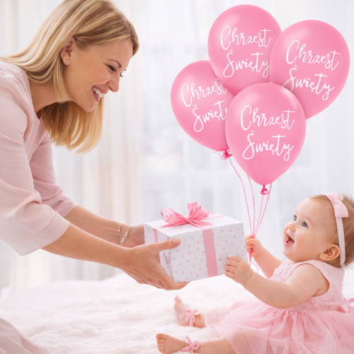 Balony lateksowe różowe Chrzest święty 6 szt 12 cali inspiracje.png
