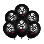 Balony lateksowe czarne Piraci Czaszki Arr 12 cali 6 szt