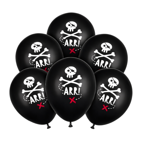Balony lateksowe czarne Piraci Czaszki Arr 12 cali 6 szt.png