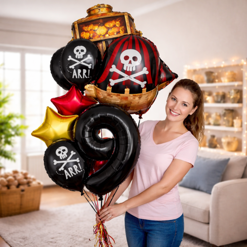 Balony lateksowe czarne Piraci Czaszki Arr 12 cali 6 szt inspiracja.png
