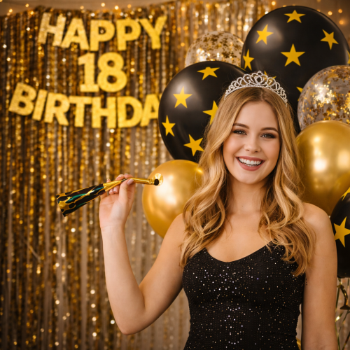 Balony lateksowe czarne w gwiazdki 6szt 12 cali Karnawał.png