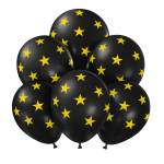 Balony lateksowe czarne w gwiazdki 6szt 12 cali Karnawał