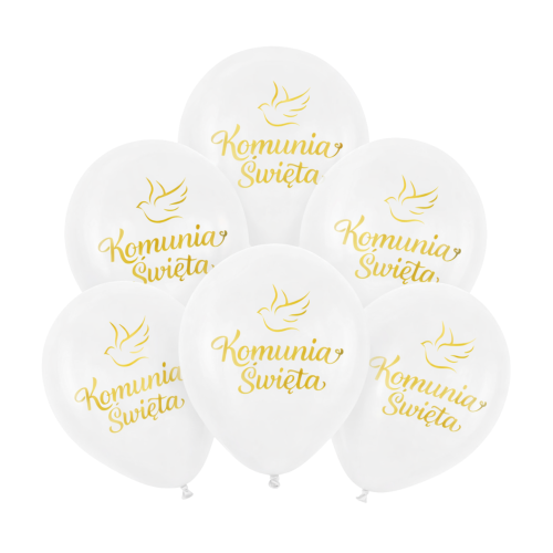 Balony lateksowe z nadrukiem Komunia Święta 12 cali 6 szt.png