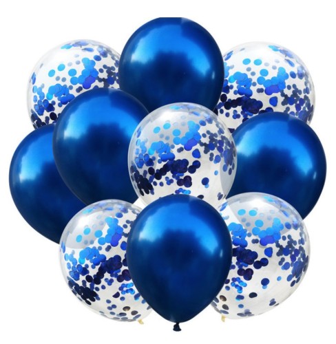 Bukiet balonów z konfetti chaber niebieski