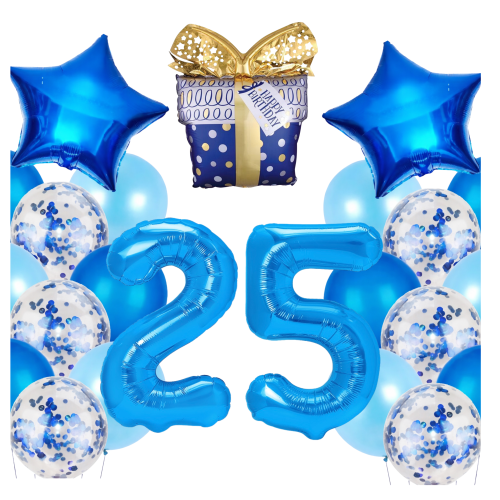Zestaw balonów na 25 Urodziny niebieskie Granatowe balony Baner urodzinowy.png