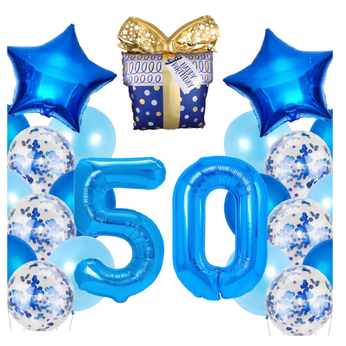 Zestaw balonów na 50 Urodziny niebieskie Granatowe balony Baner urodzinowy.png