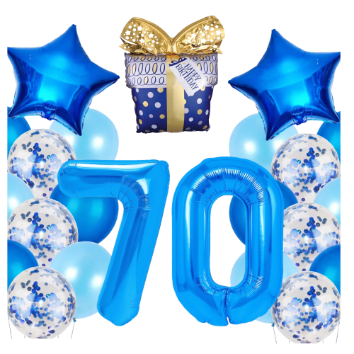 Zestaw balonów na 70 Urodziny niebieskie Granatowe balony Prezent cyfry hel.png