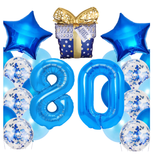 Zestaw balonów na 80 Urodziny niebieskie Granatowe balony Prezent cyfry hel.png