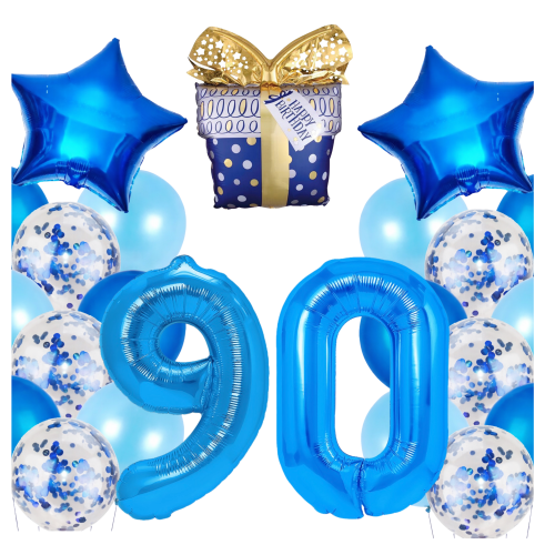 Zestaw balonów na 90 Urodziny niebieskie Granatowe balony Prezent cyfry hel.png