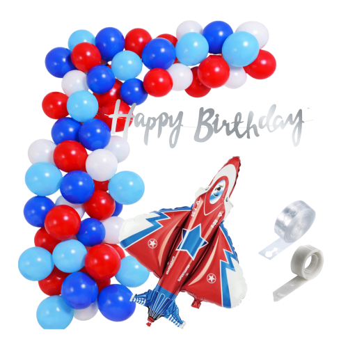Girlanda balonowa Odrzutowiec Urodziny Chłopca Baner Happy Birthday taśma.png
