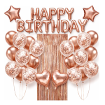Zestaw balonów Urodzinowych KOBIETY ŻONA Kurtyna 2m Rose gold napis ścianka