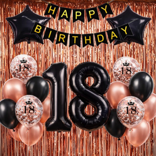Balony na 18 Urodziny 18stka Rose gold Kurtyna 100x200cm Baner Happy cyfry.png