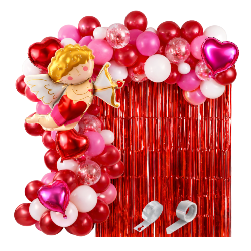 Balony na Walentynki amor Serca Zestaw Zaręczyny Ścianka do zdjęć tło 2m.png