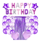 Zestaw balonów urodziny FIOLETOWE 18stka fioletowe Kurtyna Happy Birthday