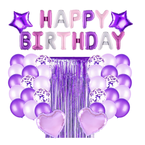 Zestaw balonów urodziny FIOLETOWE 18stka fioletowe Kurtyna Happy Birthday