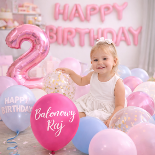 Balon foliowy napis HAPPY BIRTHDAY różowy