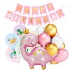 Balony Dinozaur Urodziny Dziewczynki Stegozaur Baner Happy Birthday DINO