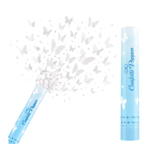 Tuba z Konfetti motyle białe 30cm