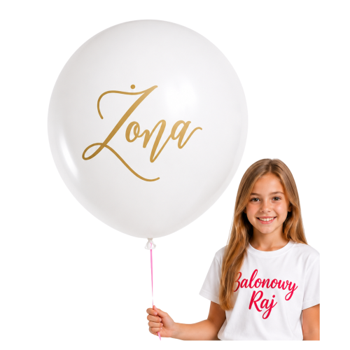 Balon lateksowy biały z nadrukiem Żona 1 metr.png
