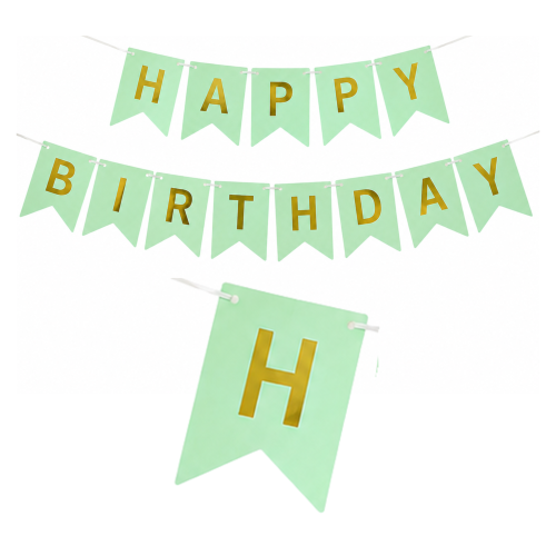 Baner Happy Birthday miętowy