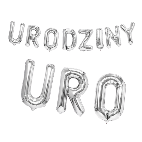 Balon foliowy napis URODZINY srebrny
