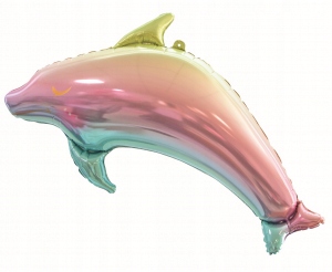 Balon foliowy tęczowy delfin dekoracja na urodziny