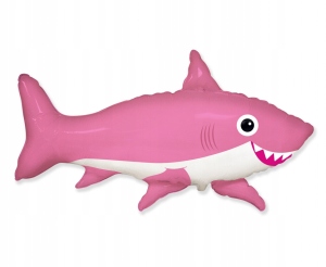 Balon różowy uśmiechnięty rekin Baby Shark roczek