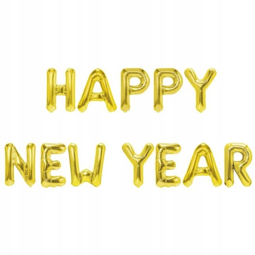 Balon foliowy napis HAPPY NEW YEAR złoty sylwester