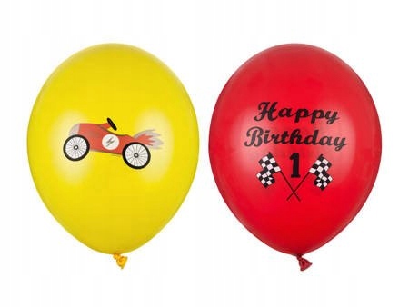 Balony auto retro czerwone żółte 1 szt
