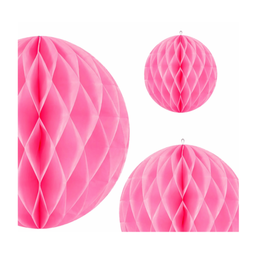 Honeycomb bibułowy różowy 20cm Chrzest wesele kula