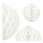 Honeycomb bibułowy biały 20cm Chrzest wesele kula