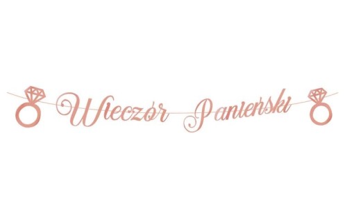 Baner Wieczór Panieński rose gold napis 150 cm