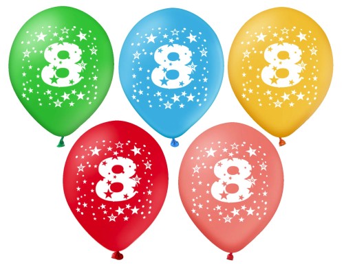 Balony kolorowe z cyfrą 8