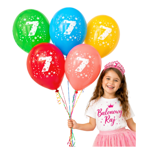 Balony kolorowe z cyfrą 7
