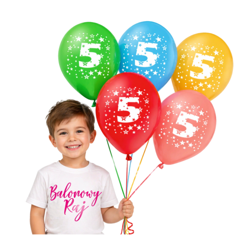 Balony kolorowe z cyfrą 5
