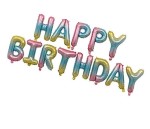 Balony foliowe napis Happy Birthday tęczowy