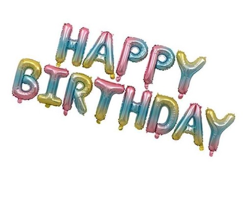 Balony foliowe napis Happy Birthday tęczowy