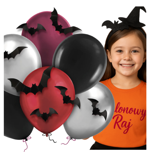 Balony Nietoperze Halloween 12cali 6 szt. zestaw DIY