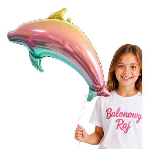 Balon foliowy delfin 93x50 cm tęczowy.png