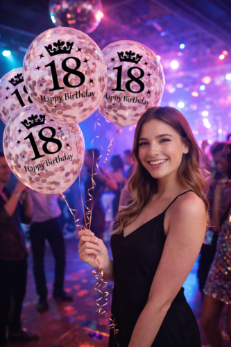Zestaw balonów na 18 urodziny 18stka dziewczyny Rose gold cyfry Baner hel