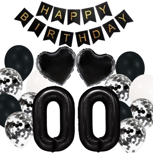 Zestaw balonów urodziny cyfry czarna 100cm 1-99 czarny Baner Happy Birthday