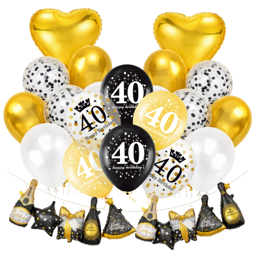 Balony 40stka Zestaw balonów urodzinowych 40 urodziny girlanda serca