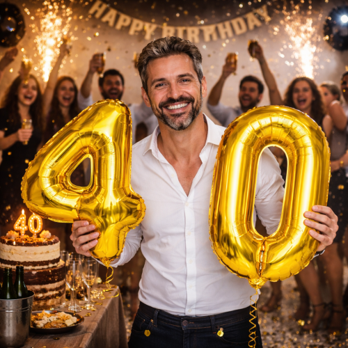 Balony 40stka Zestaw balonów urodzinowych 40 urodziny girlanda serca