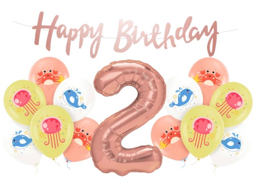 BALONY OCEAN Zestaw balonów morskie CYFRA 0-9 dowolna BANER Happy Birthday