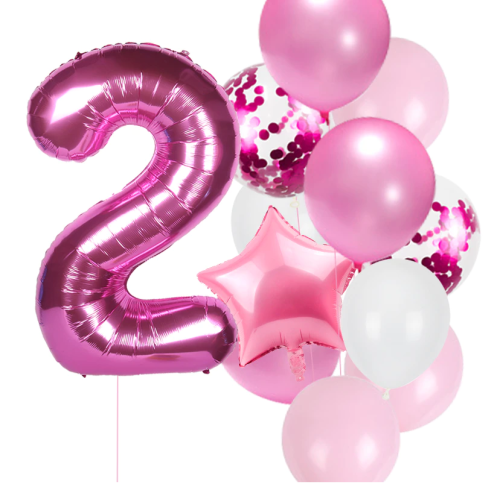 Balon foliowy cyfra 100cm 2 różowa gwiazda na urodziny Zestaw balonów hel
